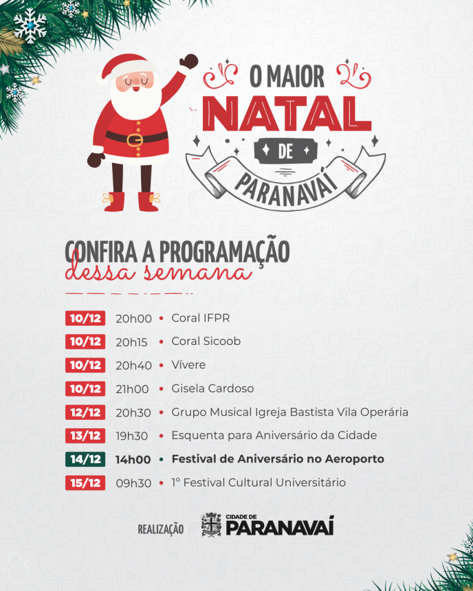 Programação de Natal na Praça dos Pioneiros tem apresentações durante toda a semana Programação de Natal na Praça dos Pioneiros tem apresentações durante toda a semana